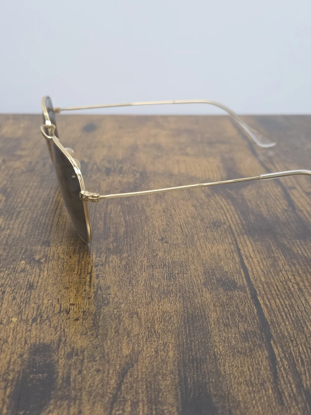 Ray-Ban Gold Frame Sunglasses Dark Lenses Frank (RB3857)